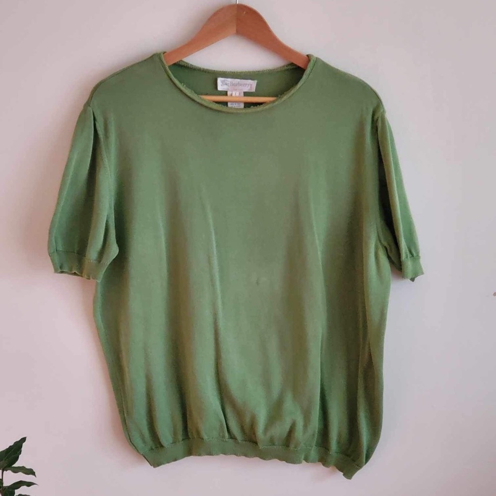 Vintage Burberry's Short Sleeve Cotton Sweater Size Large